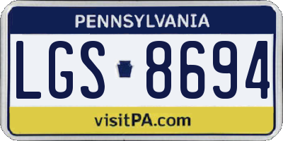 PA license plate LGS8694