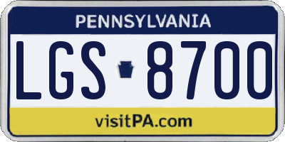 PA license plate LGS8700