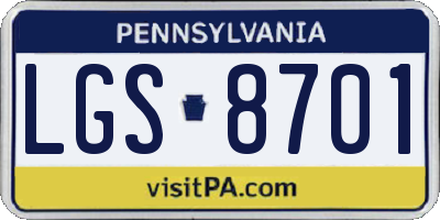 PA license plate LGS8701