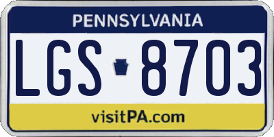 PA license plate LGS8703