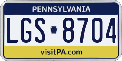 PA license plate LGS8704