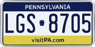 PA license plate LGS8705