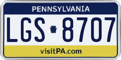 PA license plate LGS8707