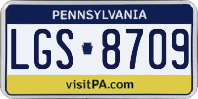 PA license plate LGS8709