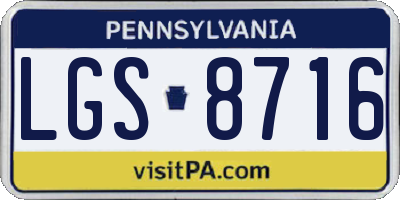 PA license plate LGS8716