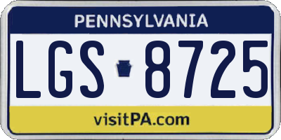 PA license plate LGS8725
