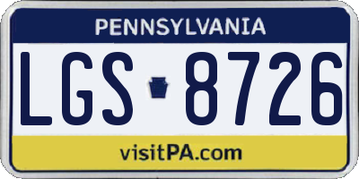 PA license plate LGS8726