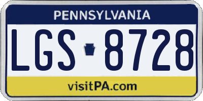 PA license plate LGS8728