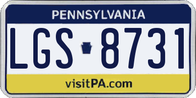 PA license plate LGS8731
