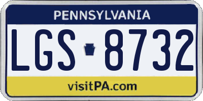 PA license plate LGS8732