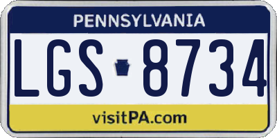 PA license plate LGS8734