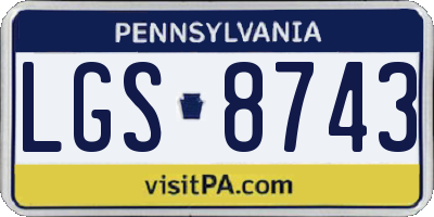 PA license plate LGS8743