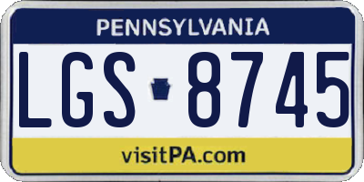 PA license plate LGS8745