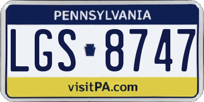PA license plate LGS8747