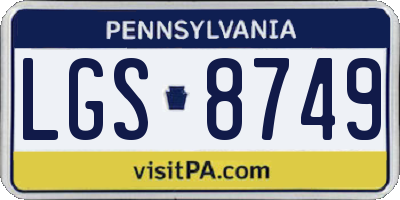 PA license plate LGS8749