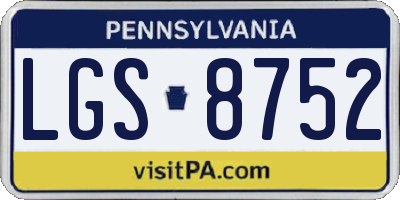 PA license plate LGS8752