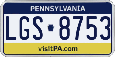 PA license plate LGS8753