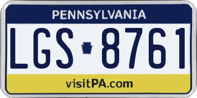 PA license plate LGS8761