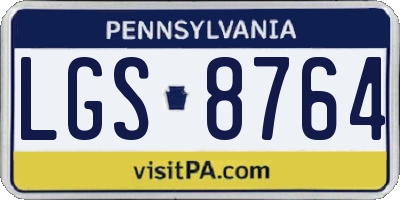 PA license plate LGS8764