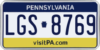 PA license plate LGS8769