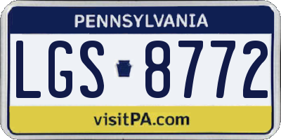 PA license plate LGS8772