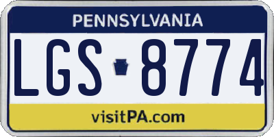 PA license plate LGS8774