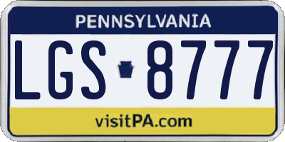 PA license plate LGS8777