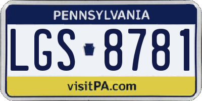 PA license plate LGS8781