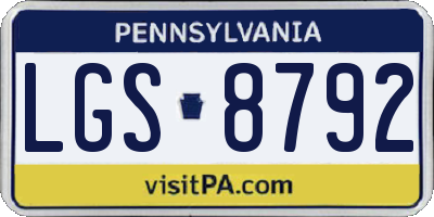 PA license plate LGS8792