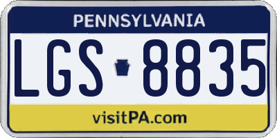 PA license plate LGS8835