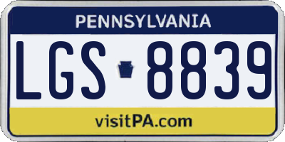 PA license plate LGS8839