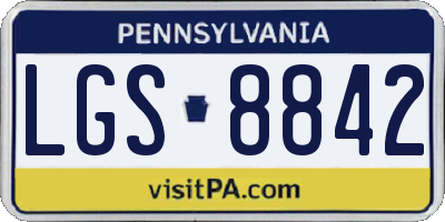 PA license plate LGS8842