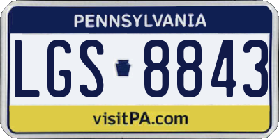 PA license plate LGS8843