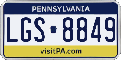 PA license plate LGS8849