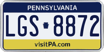 PA license plate LGS8872