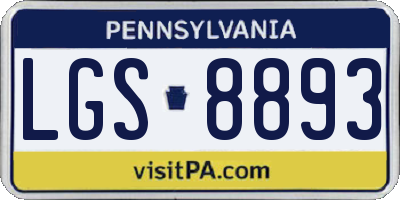 PA license plate LGS8893