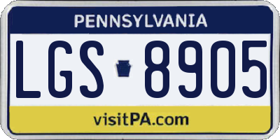 PA license plate LGS8905