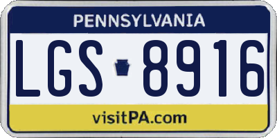 PA license plate LGS8916