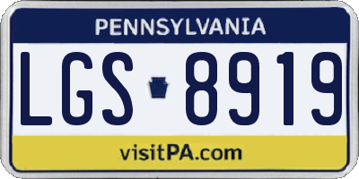 PA license plate LGS8919