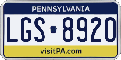 PA license plate LGS8920
