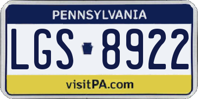 PA license plate LGS8922