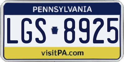 PA license plate LGS8925