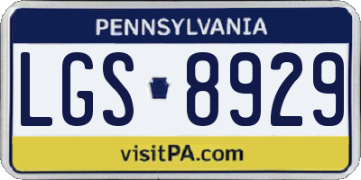 PA license plate LGS8929