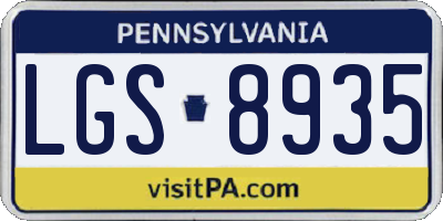 PA license plate LGS8935