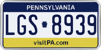 PA license plate LGS8939