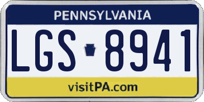 PA license plate LGS8941
