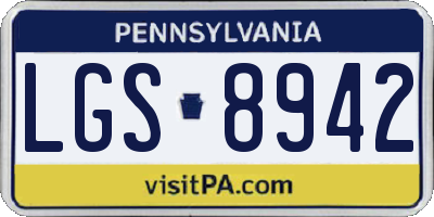 PA license plate LGS8942
