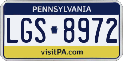 PA license plate LGS8972