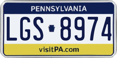 PA license plate LGS8974