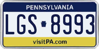 PA license plate LGS8993